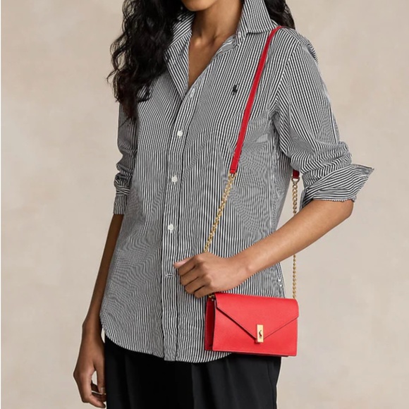 Polo Ralph Lauren Leather ID Chain Wallet / Bag Red - Picture 2 of 8